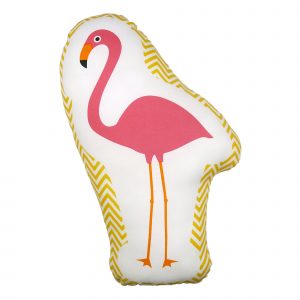 Animal print cushion with flamingo design – soft cotton filled cushion by Vicki Evans