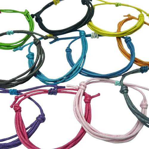 Handmade cotton cord bracelets in various colours – adjustable waxed cotton bracelets by Vicki Evans