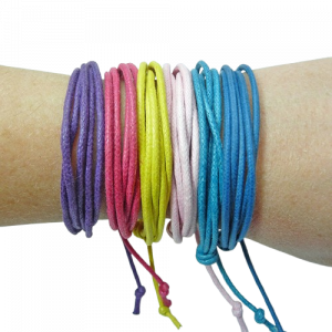 Colourful handmade cotton bracelets stacked – best selling bracelets by Vicki Evans