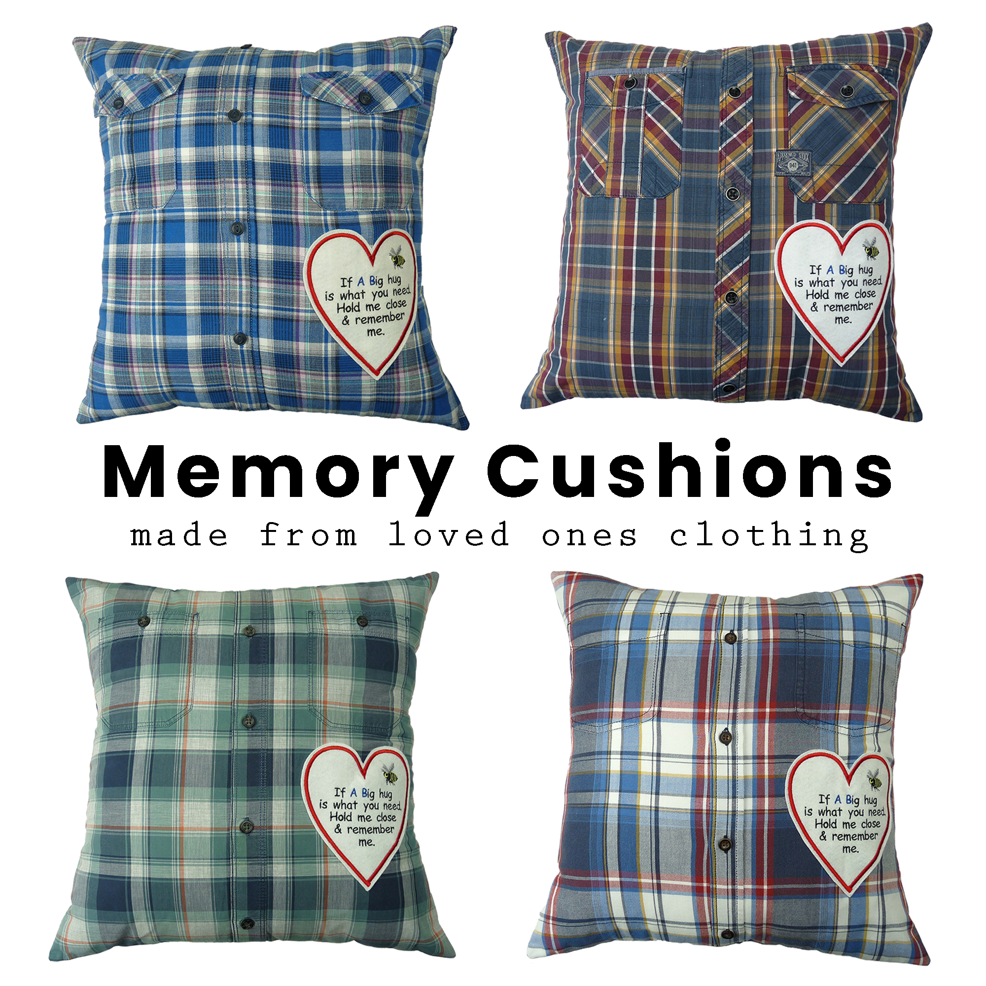 Memory Cushions made from loved ones clothing