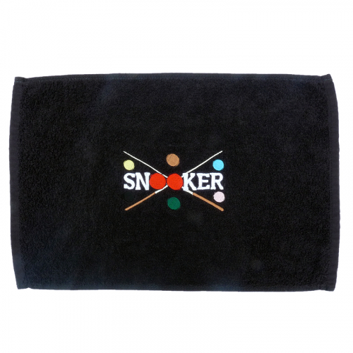 Close up of embroidered snooker cue design on cotton towel – Vicki Evans
