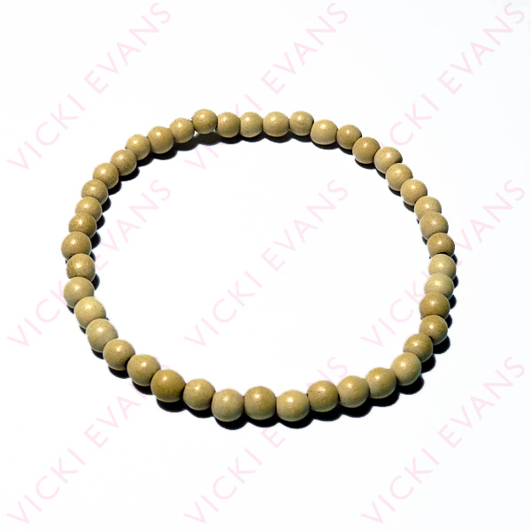 Whitewood 6mm bead bracelet – handmade elasticated wood bracelet by Vicki Evans