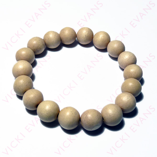 Whitewood 12mm bead bracelet – handmade elasticated wood bracelet by Vicki Evans
