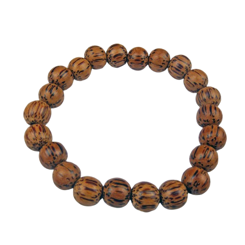Palmwood wood bead bracelet – deep grain natural wood bracelet handmade by Vicki Evans