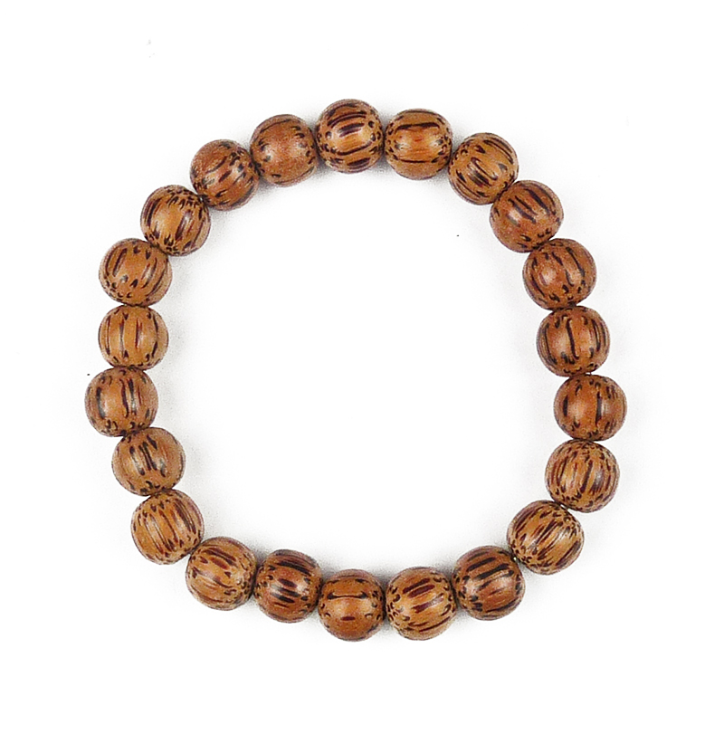 Palmwood wood bead bracelet – deep grain natural wood bracelet handmade by Vicki Evans