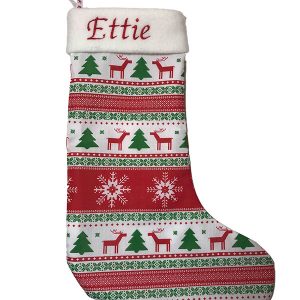 Personalised Christmas stocking handmade with embroidered name — by Vicki Evans