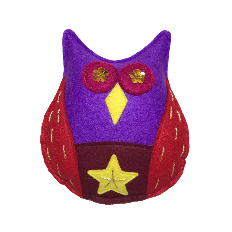 Purple and red handmade owl Christmas tree topper — felt decoration by Vicki Evans