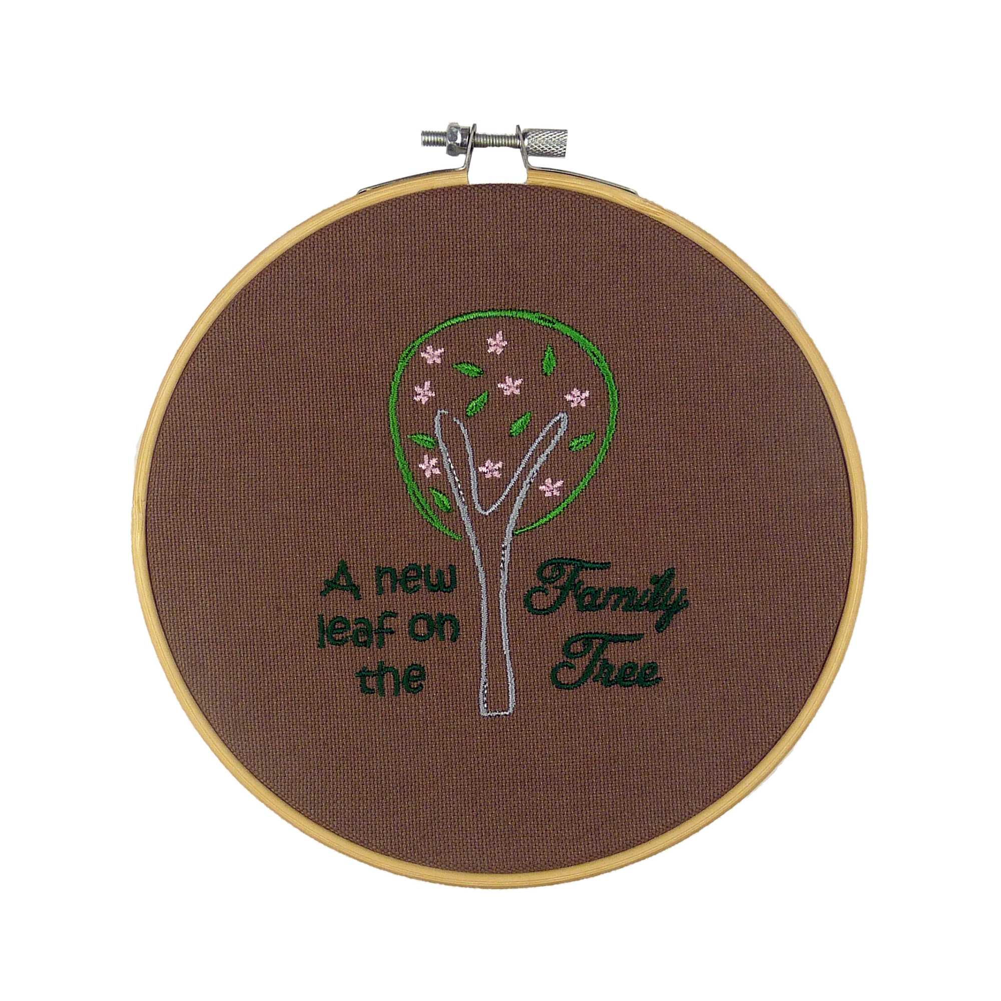Emnroidered Hoop Goift Parent, A new leaf family tree