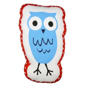 Animal print cushion with owl design – soft cotton filled cushion by Vicki Evans