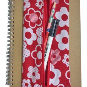 Handmade elasticated notebook pencil holder — fabric pencil case with strap by Vicki Evans