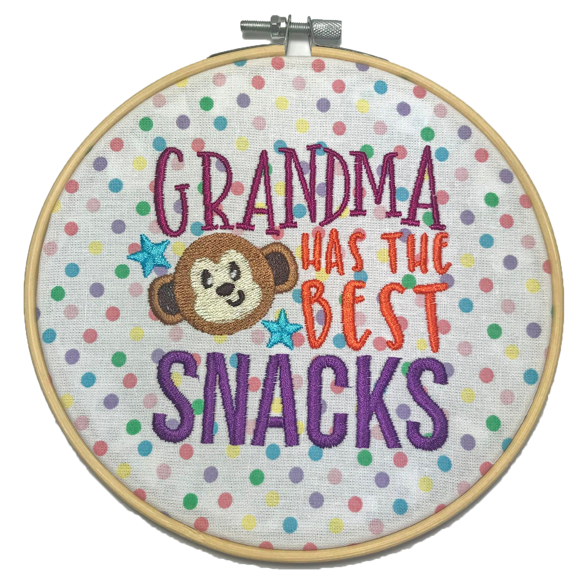 Grandma makes the best snacks embroidered hoop