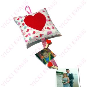 Handmade photograph hanging with embroidered name – personalised gift by Vicki Evans