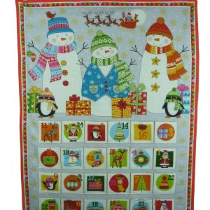 Handmade large fabric advent calendar snowmen design — 24 pockets by Vicki Evans
